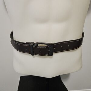 Levis Brown Leather Pewter Tone Square Buckle Belt Size 34